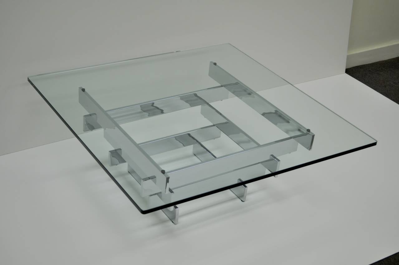 Mid Century Modern Chrome Plated Steel Stacked Coffee Table Paul Mayen Habitat 3