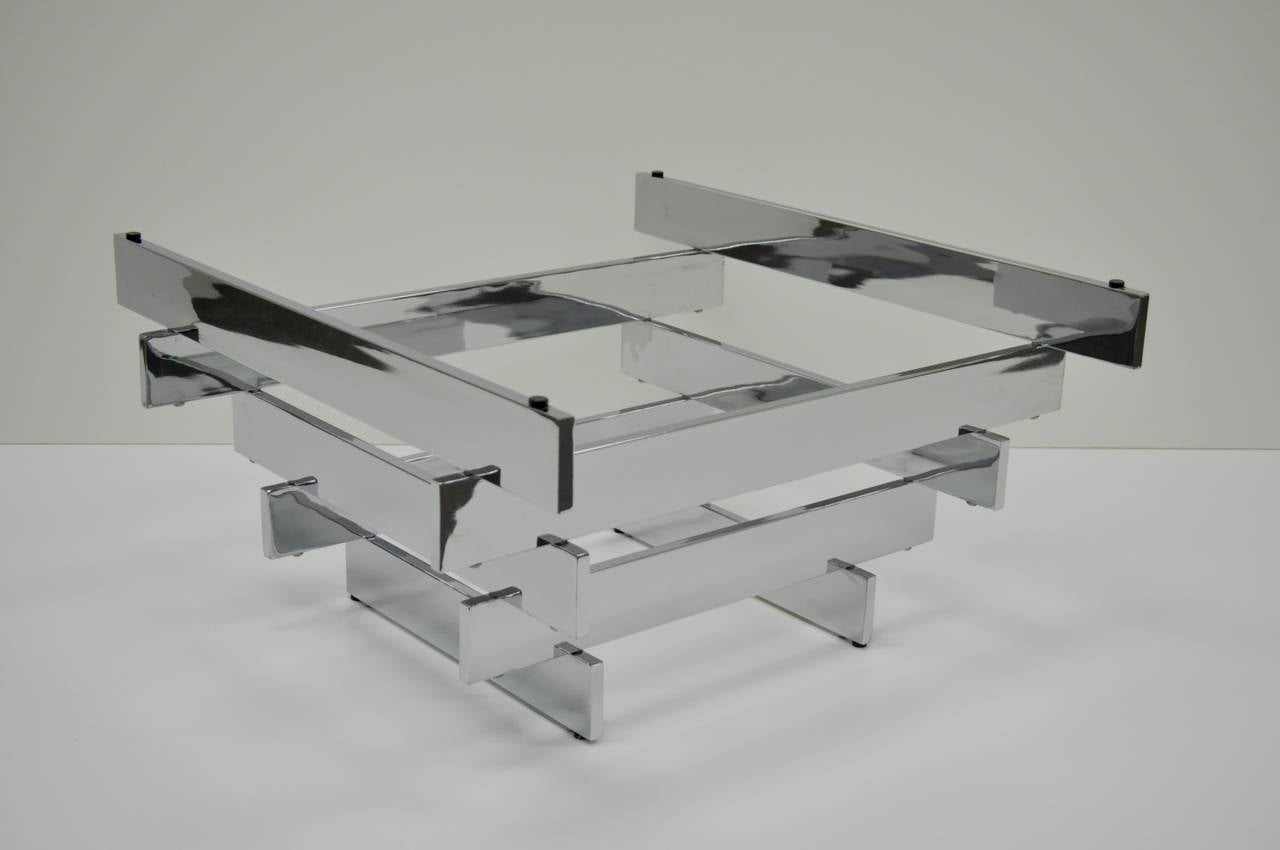 20th Century Mid Century Modern Chrome Plated Steel Stacked Coffee Table Paul Mayen Habitat