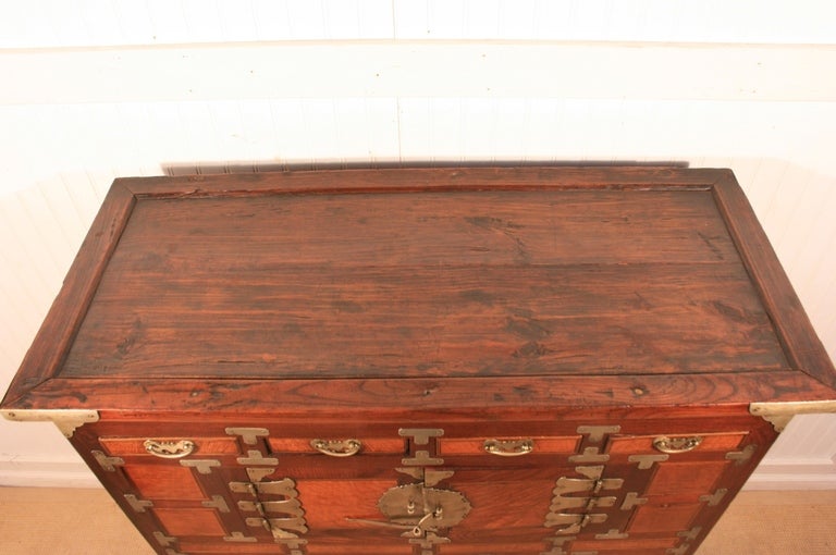 19th Century C. 1900 Korean Chosun Period Satinwood Inlaid Personal Clothing Chest/Cabinet