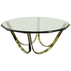 Trimark Brass Plated Steel & Glass Coffee Table after Roger Sprunger for Dunbar