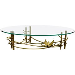 Large Oval Silas Seandel Attributed Lotus Hollywood Regency Coffee Table