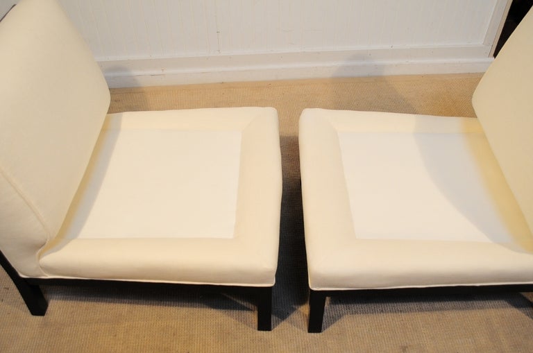 Pair of 1950's Michael Taylor for Baker Lattice Back Slipper Chairs 1