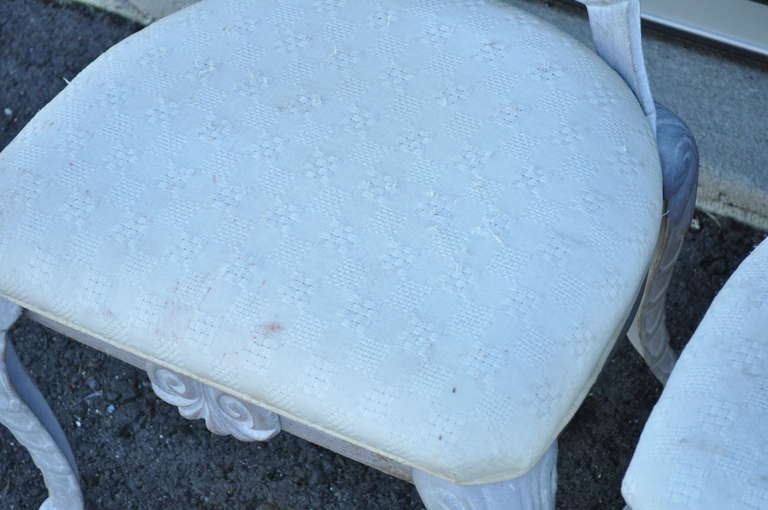 20th Century 4 Hollywood Regency Cast Iron Shell Grotto Patio Dining Chairs by Pulaski
