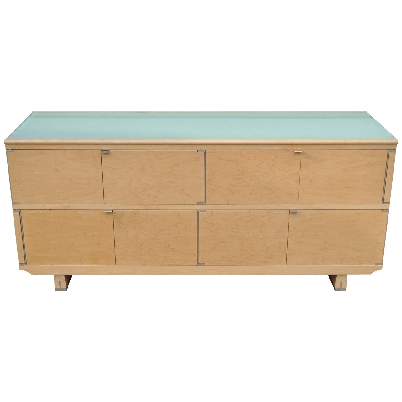 Chi Wing Lo for Giorgetti Olo Maple and Glass Sideboard Credenza Cabinet For Sale