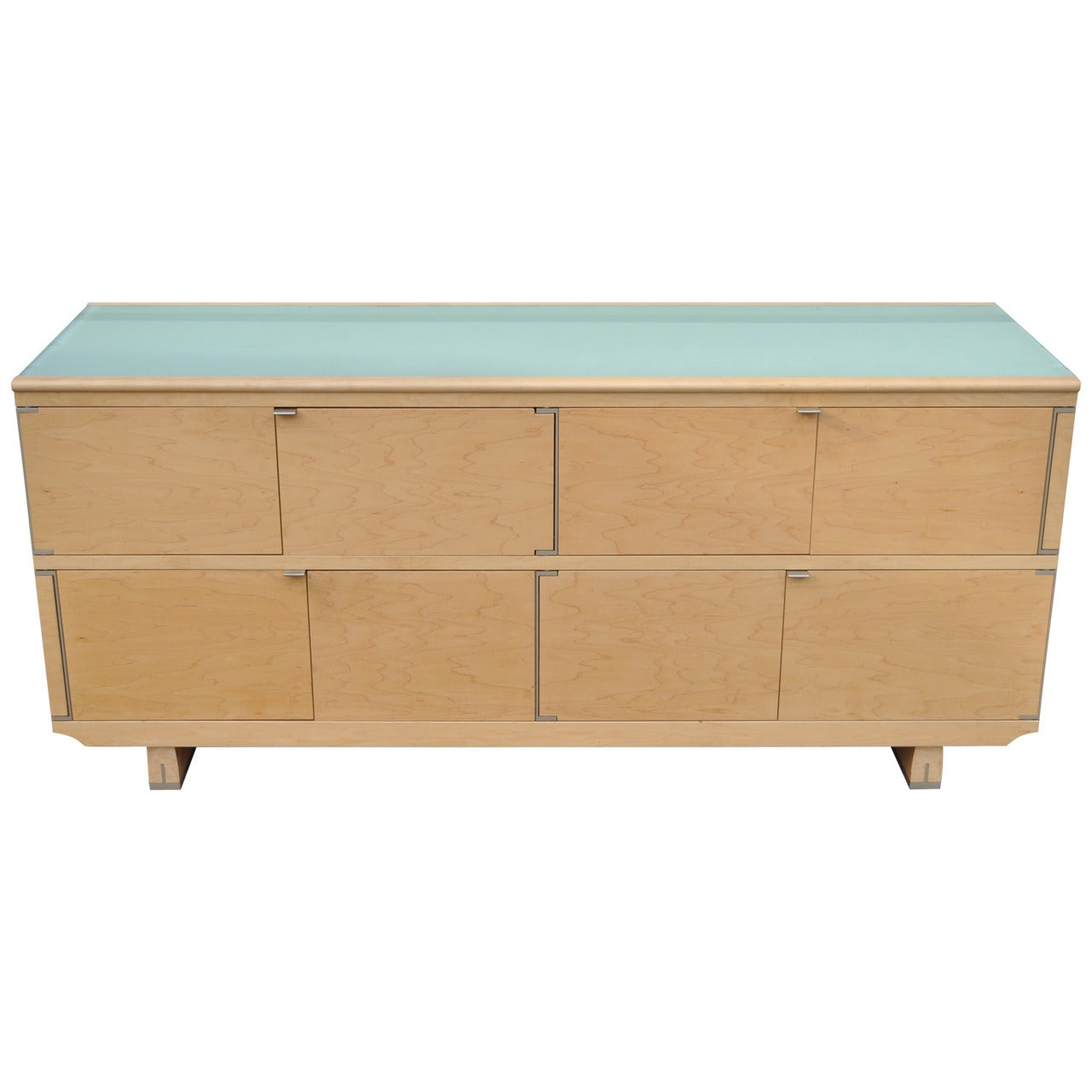 Chi Wing Lo for Giorgetti Olo Maple and Glass Sideboard Credenza Cabinet