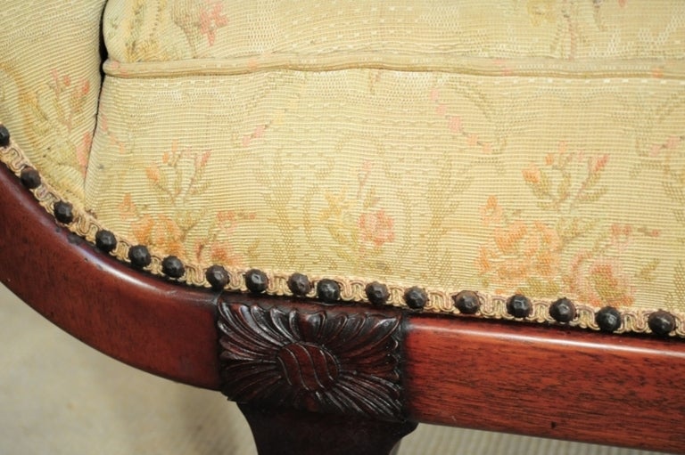 Unusual Antique Swan Carved Claw Foot Mahogany Victorian Settee In Good Condition In Philadelphia, PA