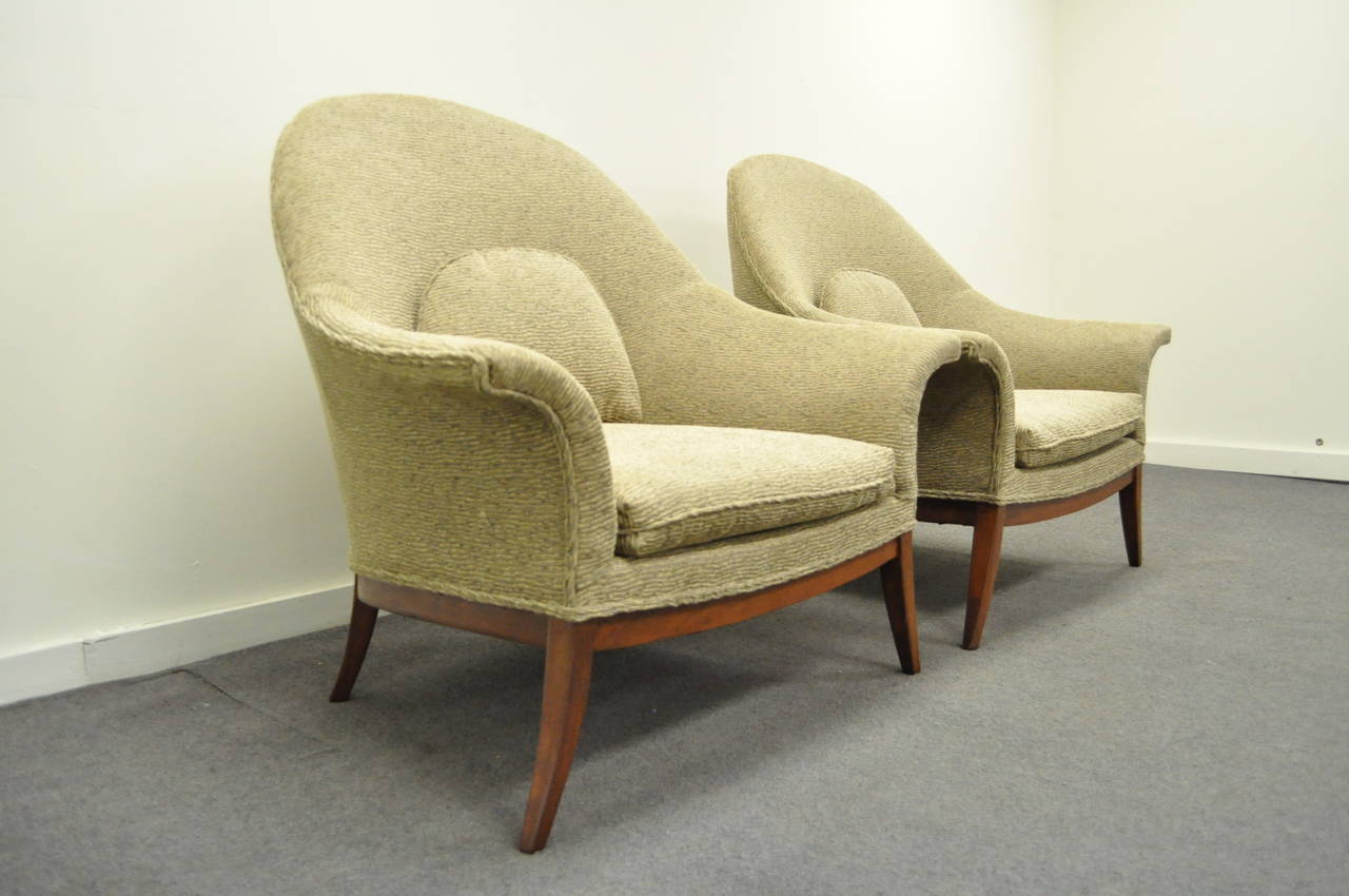Mid-Century Modern Remarkable Pair of Sculpted Frame Club or Lounge Chairs after Edward Wormley For Sale