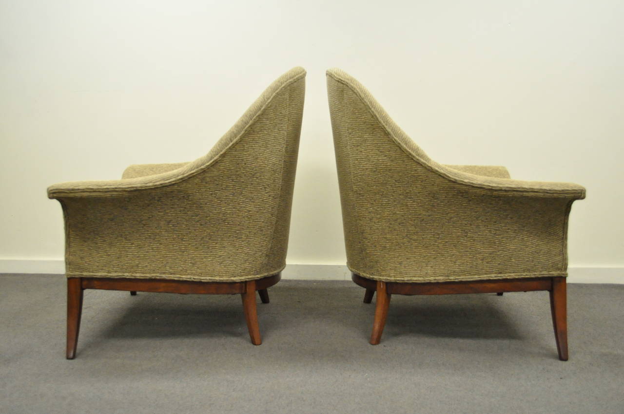 Remarkable Pair of Sculpted Frame Club or Lounge Chairs after Edward Wormley For Sale 4
