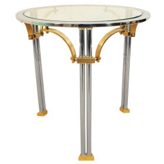 Solid Brass and Chrome Plated Steel Occasional Table in the Maison Jansen Style