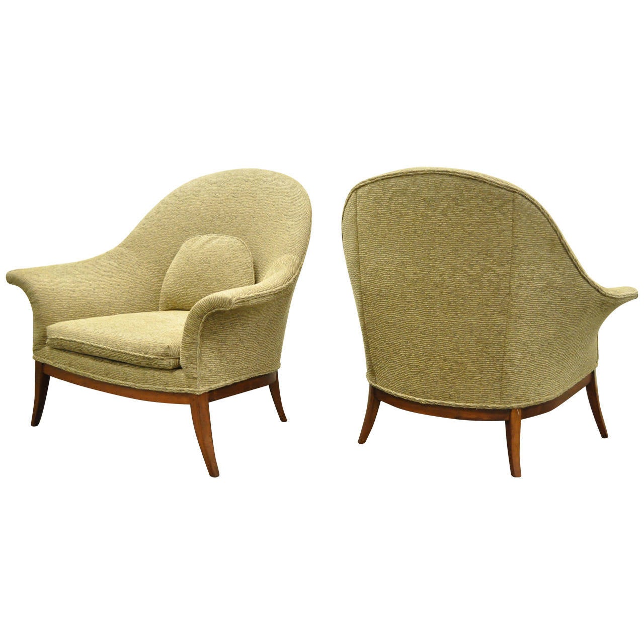 Remarkable Pair of Sculpted Frame Club or Lounge Chairs after Edward Wormley For Sale at 1stdibs