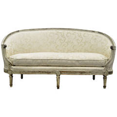 French Louis XVI Style Distress-Painted Ovoid Carved Canapé 6