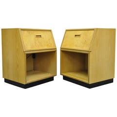 Pair of Henredon Scene Two Burl Wood Nightstands after Milo Baughman 2