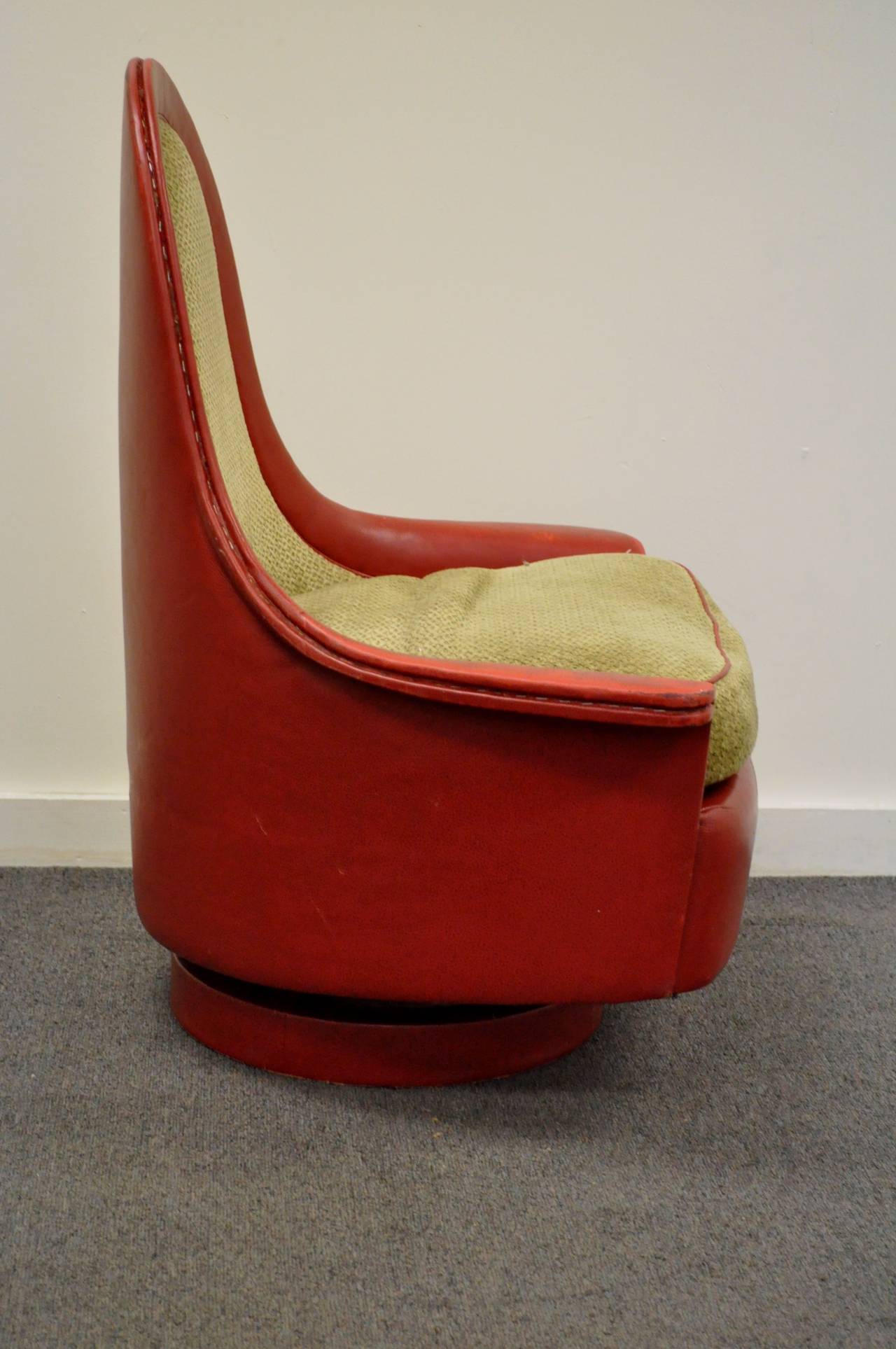 American Petite Sculptural Milo Baughman Tear Drop Swivel and Tilt Slipper or Club Chair