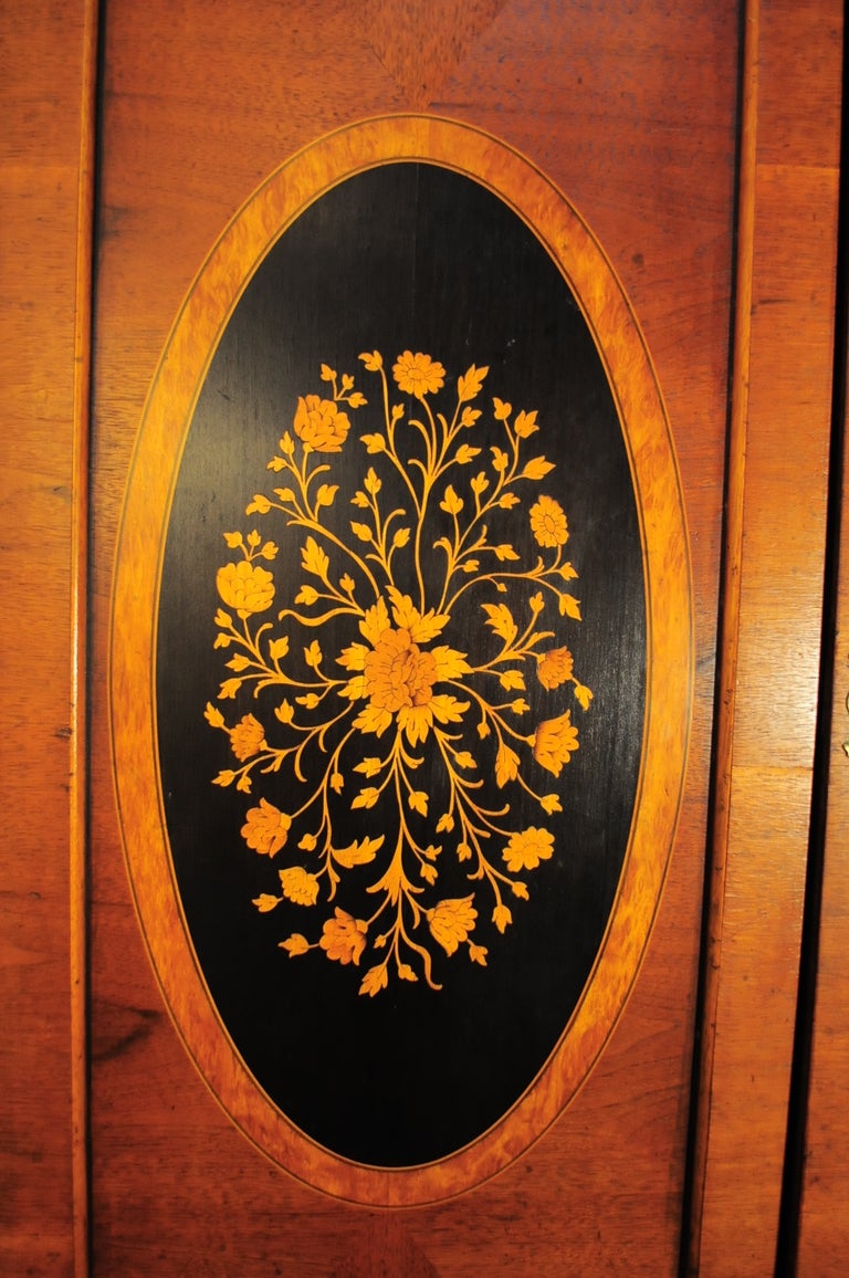 Stately 19th Century 2 Part Dutch Marquetry Inlaid Walnut Armoire