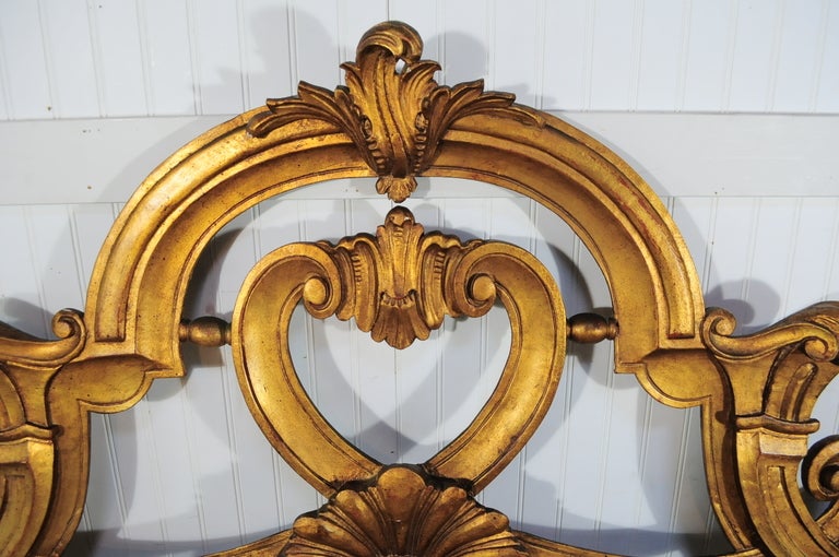Vintage Gold Gilt French Rococo Style Carved Wood King Headboard In Good Condition In Philadelphia, PA