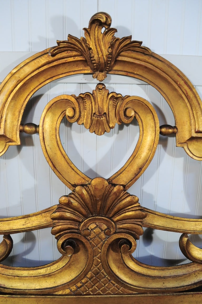 Vintage Gold Gilt French Rococo Style Carved Wood King Headboard 1