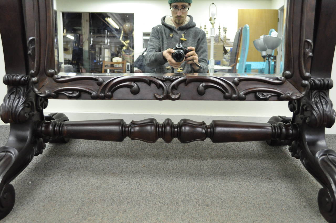 20th Century Cheval or Tall Dressing Mirror Carved Mahogany French Rococo Style 4