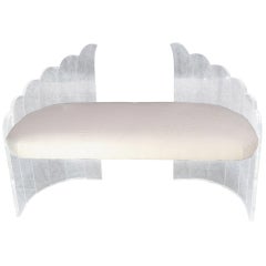 Sculptural Clear Lucite "Wing" Bench by Hill Mfg. attr. Charles Hollis Jones