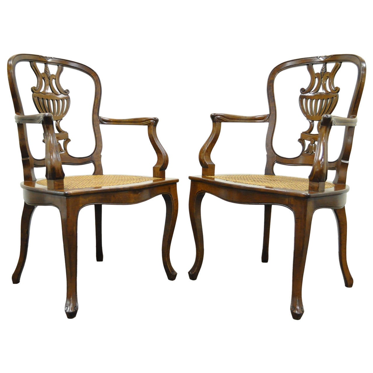 Hand-carved Venetian armchairs, late 20th century, offered by Refined Furnishings