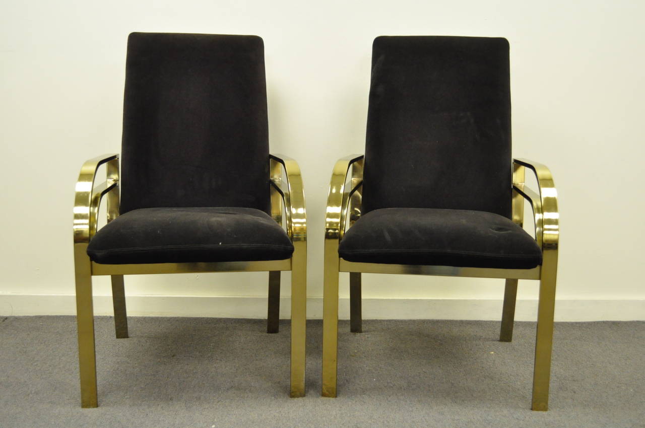 Pair of Brass Plated Hollywood Regency Sculpted Armchairs after Pierre Cardin 4