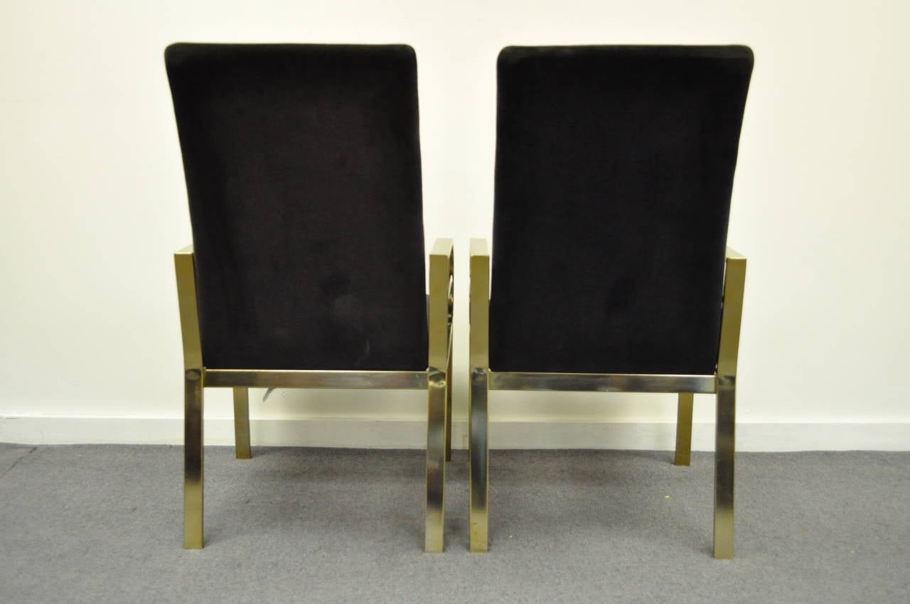Pair of Brass Plated Hollywood Regency Sculpted Armchairs after Pierre Cardin In Good Condition In Philadelphia, PA