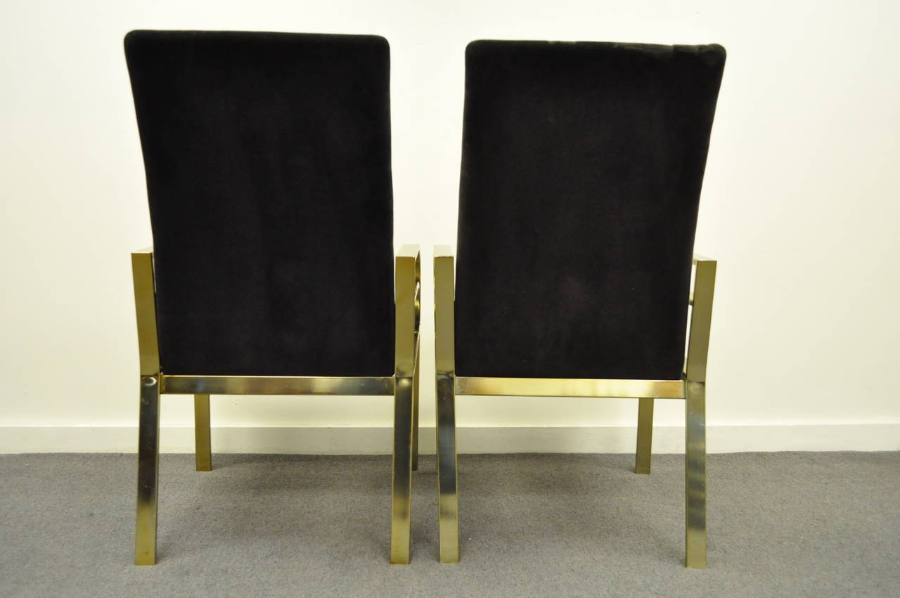 Pair of Brass-Plated Hollywood Regency Sculpted Armchairs after Pierre Cardin 3