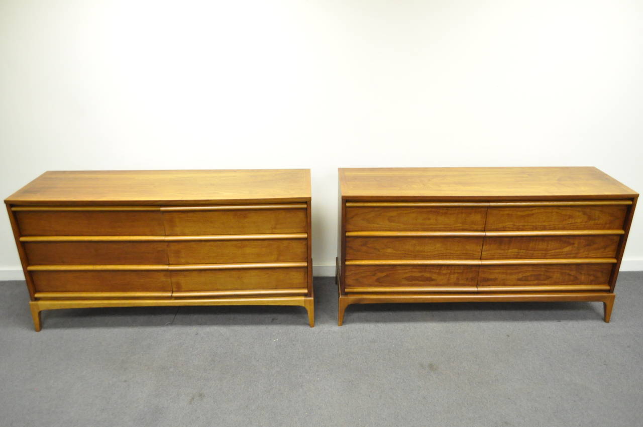 Pair of Mid Century Modern Danish Style Walnut Dressers or Credenzas by Lane 4