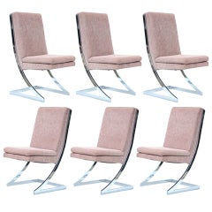 Set of 6 Polished Chrome Z Dining Chairs after Milo Baughman