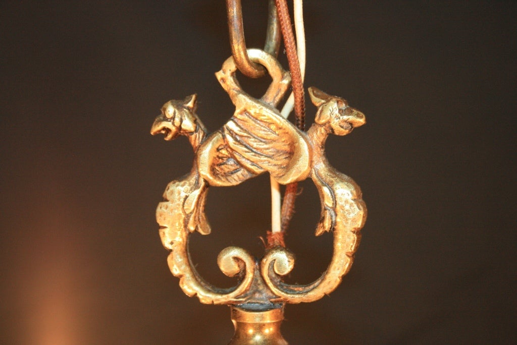 Spanish Petite French Empire Style Solid Brass Full Swans Chandelier