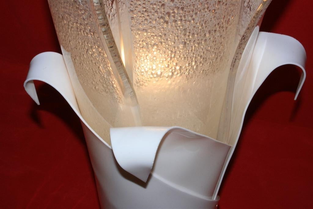 1970s Bubble Lucite 80 Inch Flame Tulip Floor Lamp after Rougier For Sale 1
