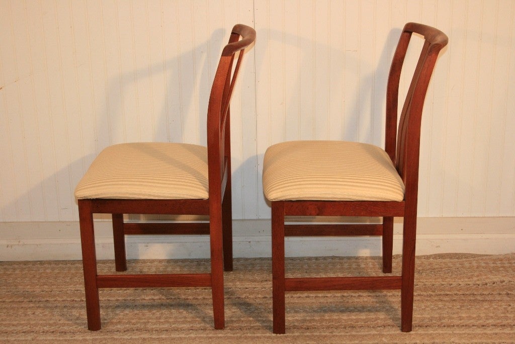 Set of 6 Teak Danish Modern Slat Back Dining Room Chairs 1