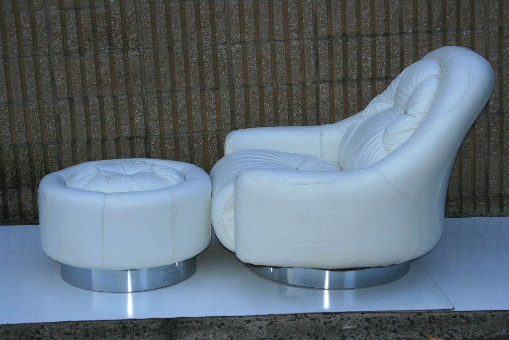Large Leather i4 Mariani Italy for Pace Lounge Chair & Ottoman