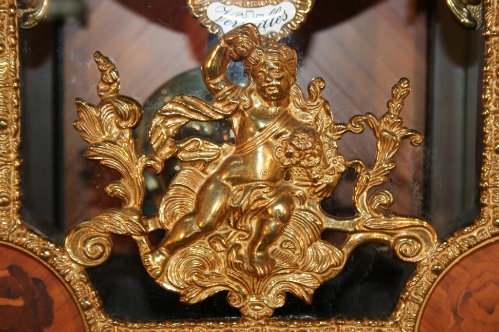 French Louis XV Vernis Martin Style Clock on Inlaid Pedestal 1