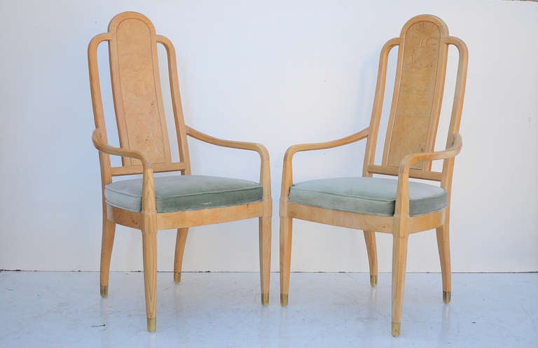 Set of 6 Henredon Scene Two Burl Wood Dining Chairs in the Art Deco Style 3