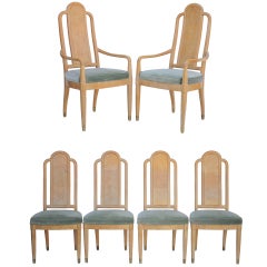 Set of 6 Henredon Scene Two Burl Wood Dining Chairs in the Art Deco Style