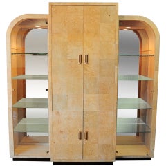 Henredon Scene Two Burl Wood China Cabinet Bar Unit in the Milo Baughman Style 5
