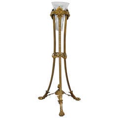19th Century Bronze French Neoclassical Figural Lion Plant Stand - Vase Pedestal