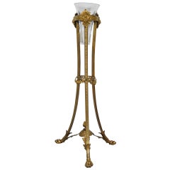 Support de jardinière néoclassique français en bronze du 19ème siècle avec lion figuratif - Piédestal de vase