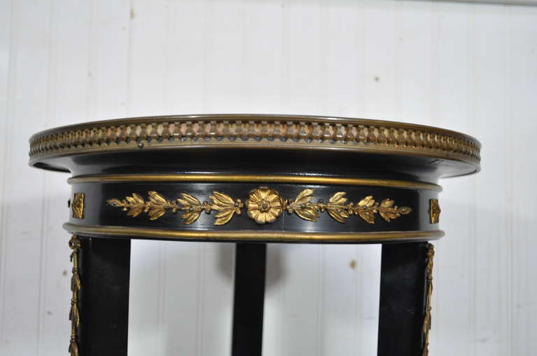 19th C French Empire Marble Top Bronze Mounted Claw Foot Pedestal Plant Stand 1