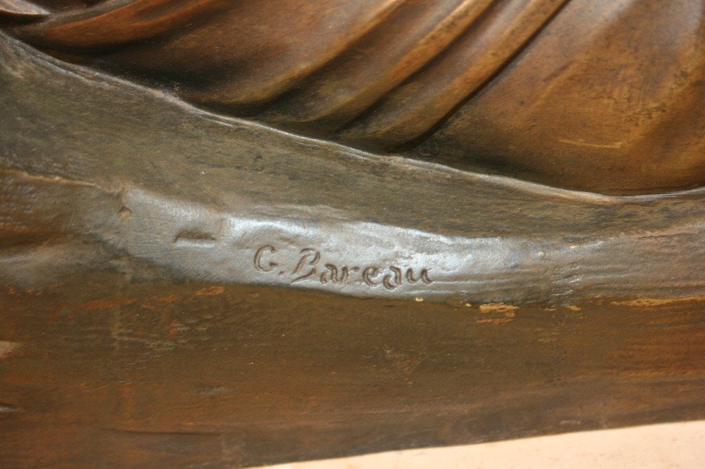 Sculpture française d'une statue d'Ariane en bronze et marbre endormie de Georges Bareau du 19ème siècle en vente 3