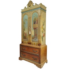 Antique Hand Painted Romeo & Juliet Renaissance Romance Cabinet Dresser Armoire