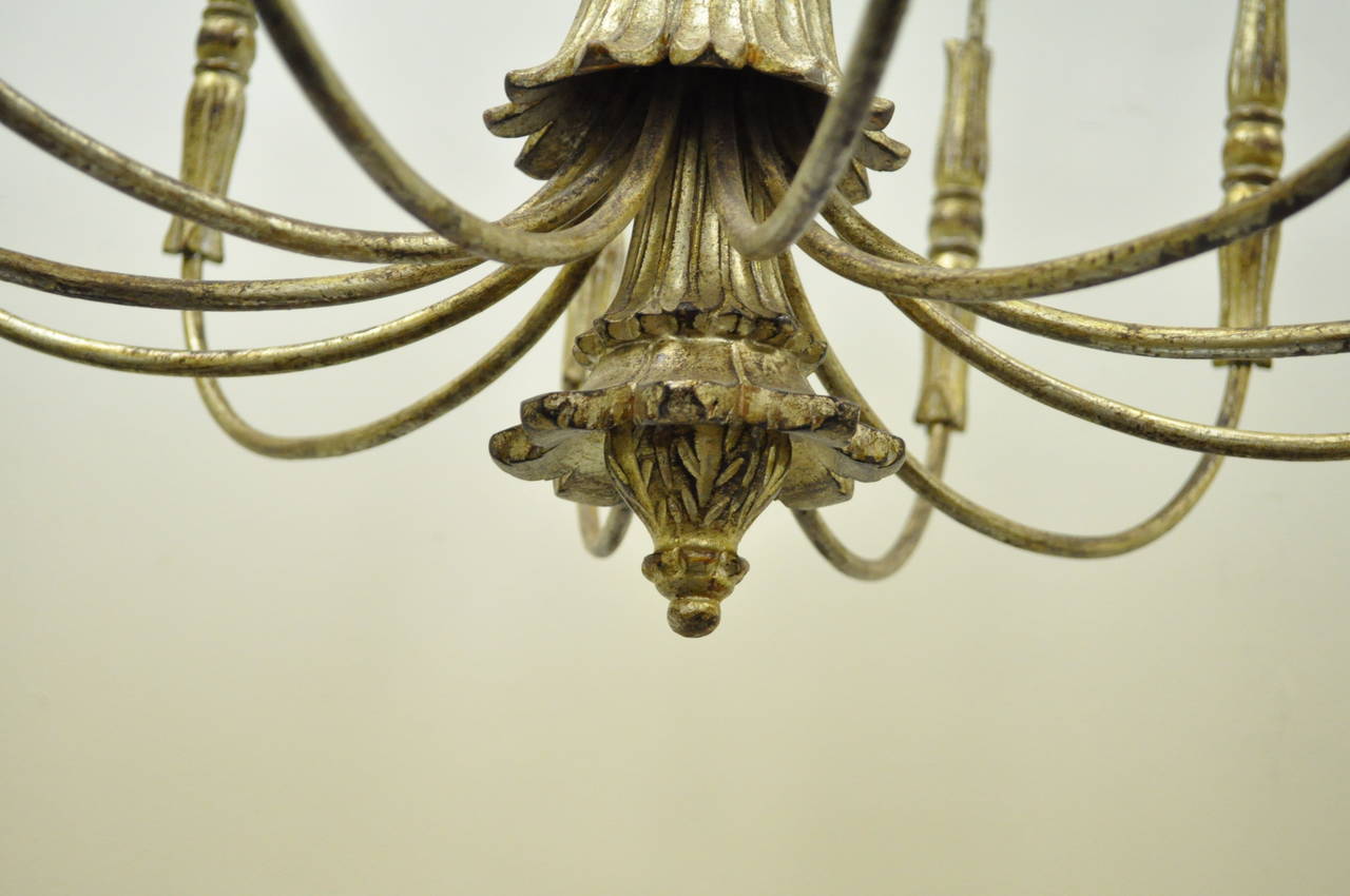 Stunning Italian, Carved Giltwood Twelve-Arm, Neoclassical Style Chandelier 1