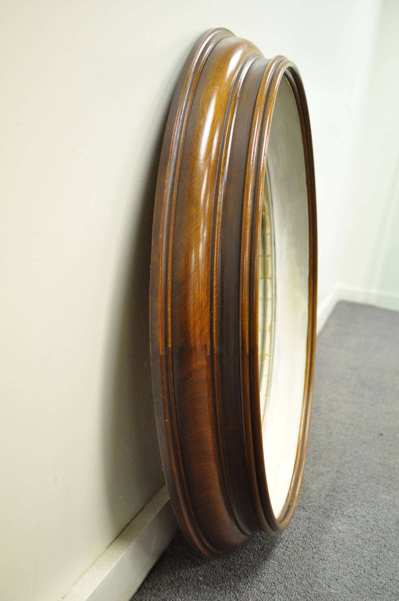 Oval Deep Frame Solid Walnut Regency Style Bullseye or Shadowbox Mirror 1