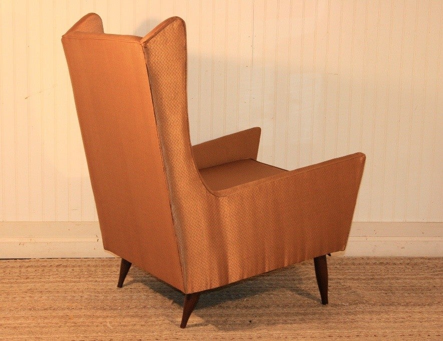 American 1950's Sculptural Wing Back Chair in the style of Gio Ponti