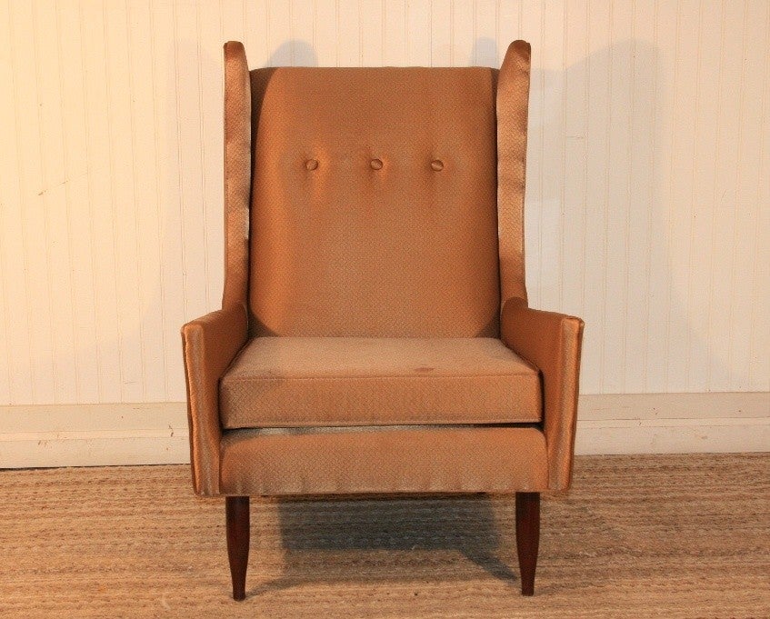 20th Century 1950's Sculptural Wing Back Chair in the style of Gio Ponti