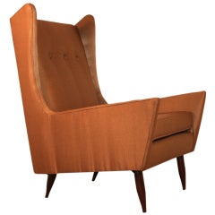 1950's Sculptural Wing Back Chair in the style of Gio Ponti