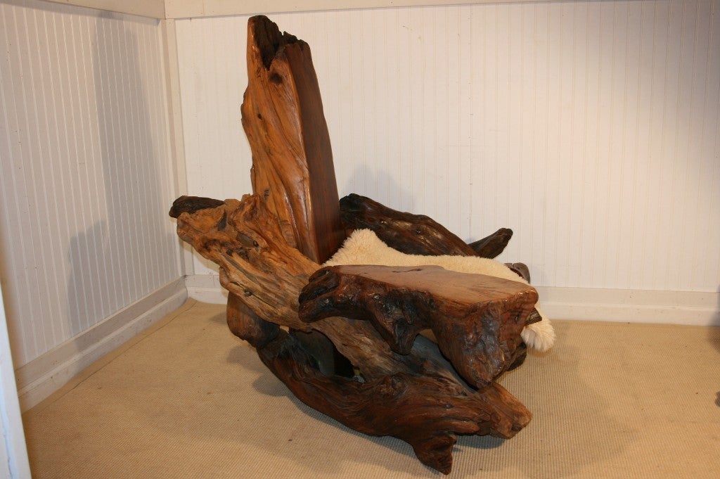 Oversized Man Cave Driftwood Lounge Chair and Ottoman/Table 2