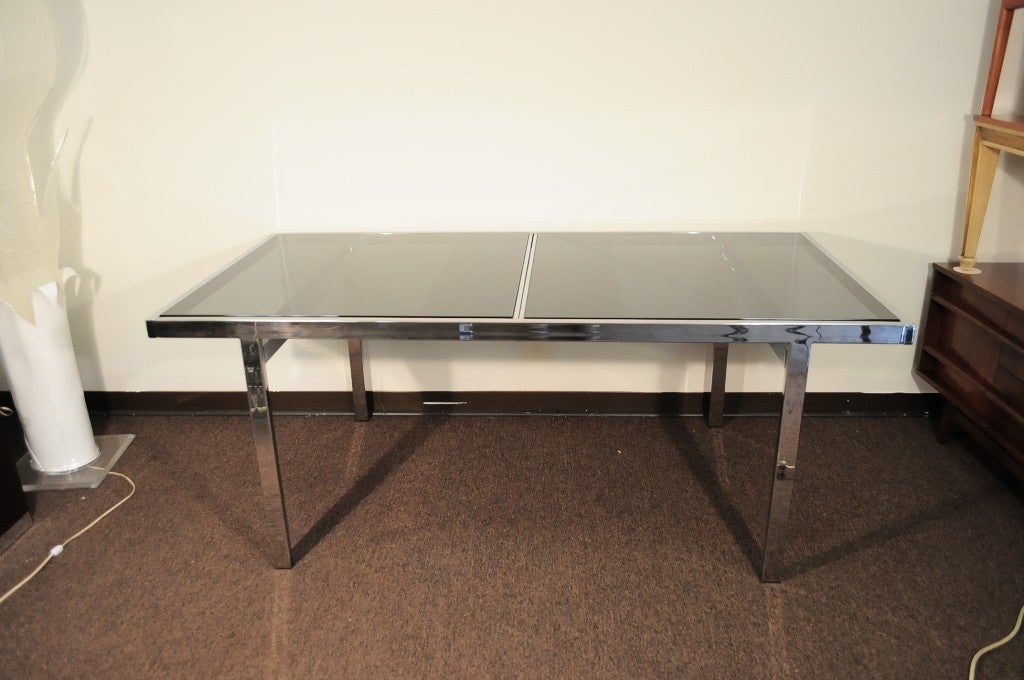 1970's Polished Chrome Extension Dining Table attr Milo Baughman 5