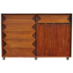 Vintage Walnut Grosfeld House Tall Chest / Credenza by Marc Berge - Mid Century Modern Danish Style Dresser