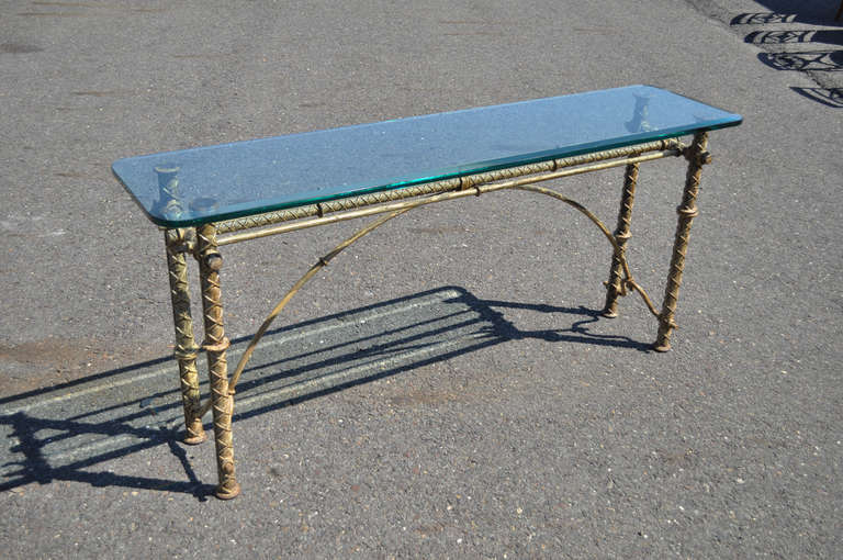 Iron & Glass Brutalist Style Console Sofa Hall Table after Ilana Goor 1
